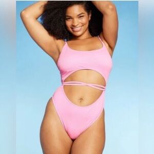 Wild Fable Pink Cutout One Piece Swimsuit